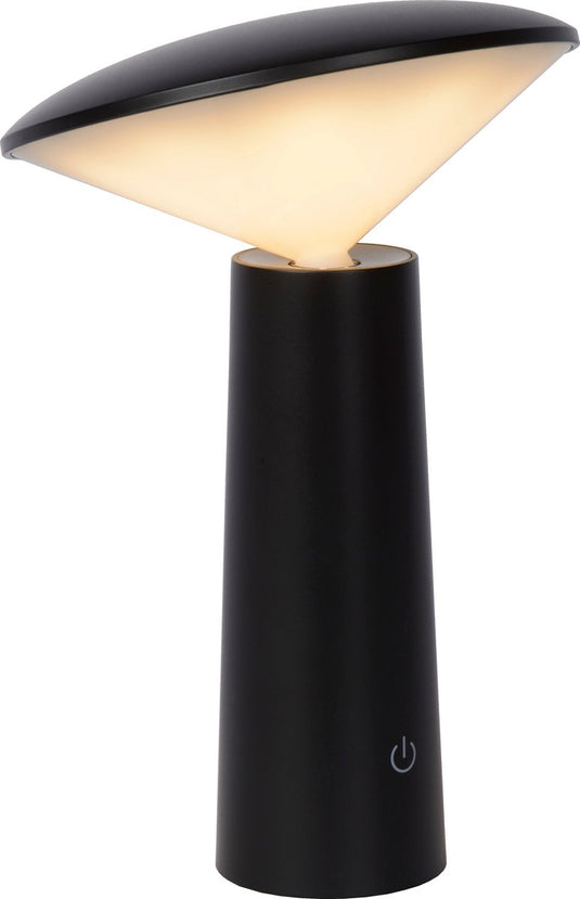 Lucide jive - oplaadbare tafellamp binnen buiten - accu batterij - ø 13,7 cm - led dimbaar - cct - 1x3w 2800k 6500k - ip44 - zwart