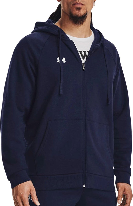 Under armour ua rival fleece fz hoodie heren sporttrui - navy - wit