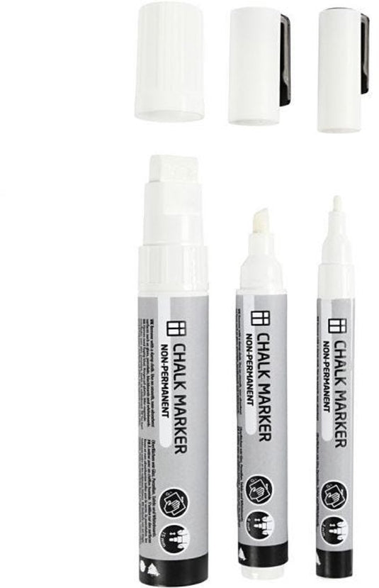 Creativ company cc chalk markers set 3 stuks wit