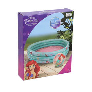 Load image into Gallery viewer, Disney princess 3 rings zwembad ariel + strandbal blauw roze
