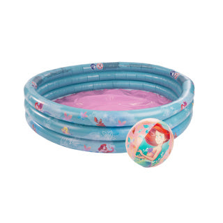 Load image into Gallery viewer, Disney princess 3 rings zwembad ariel + strandbal blauw roze
