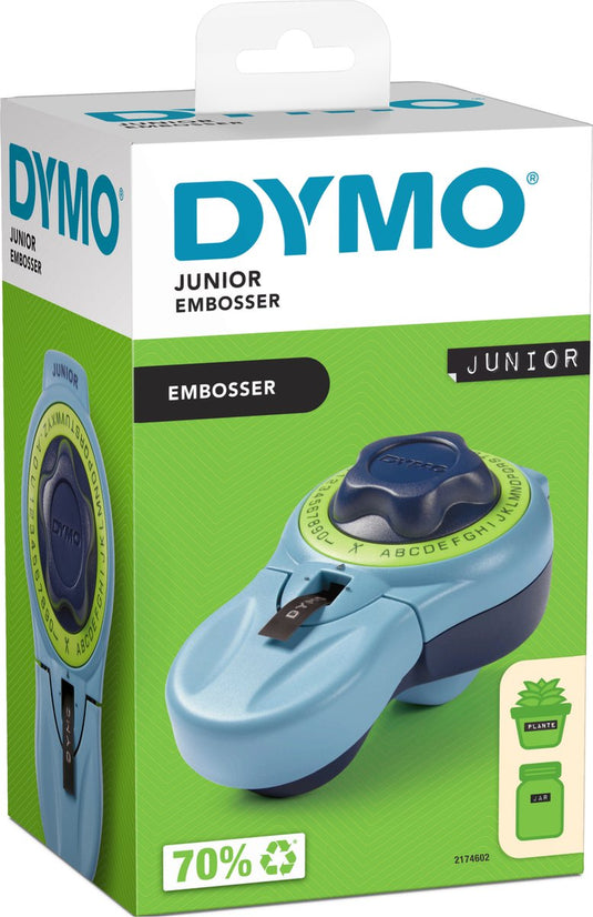 Dymo junior lettertang | wiel met grote knop en 42 tekens | geen batterijen nodig | home labelmaker voor reliëfdruk