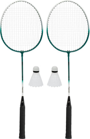 Avento - power speed badminton set - staal - zilver groen - set van 2