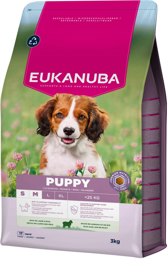 Eukanuba puppy small medium breed lam rijst - hondenbrokken - 3 kg