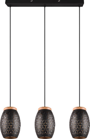 Rl live your light reality bidar - hanglamp - zwart-goud - excl. 3x e27 4 w - voetschakelaar - zwenkbaar