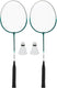 Avento - power speed badminton set - staal - zilver groen - set van 2