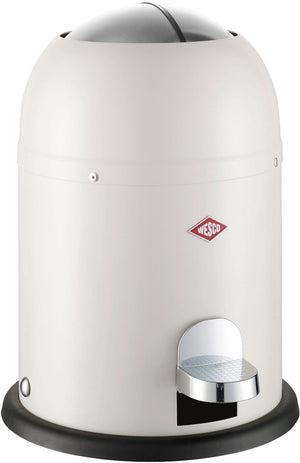 Wesco mini master cosmetica-emmer in de kleur mat zand, gepoedercoat staalplaat, inhoud 6 liter, kunststof binnenemmer, voetpedaal