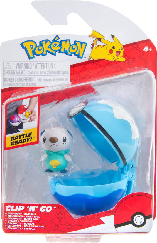 Jazwares pokemon - clip 'n' go oshawott with dive ball