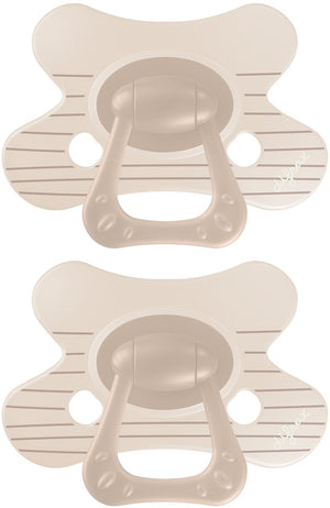 Difrax fopspeen natural - 6 tot 12 maanden - bruine strepen - 2 stuks