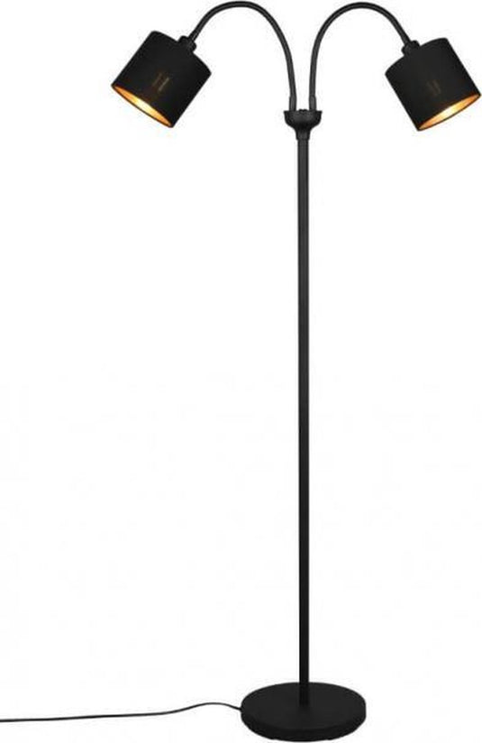 Rl live your light reality tommy - vloerlamp - zwart mat - excl. 2x e14 4 w - licht apart schakelbaar - flexibel