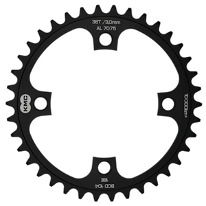 KMC tandwiel 38T, aluminium 1 2x1 .BCD 104mm. kettinglijn 3.0mm single speed