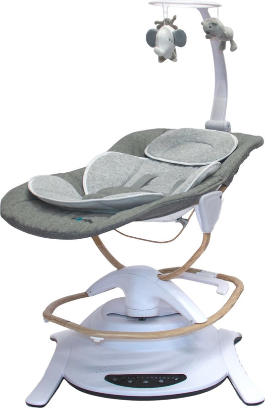 Bo jungle pure white swinging rocker with removable bouncer and 5-point harness - adjustable sea - removable rocker - timer - remote control