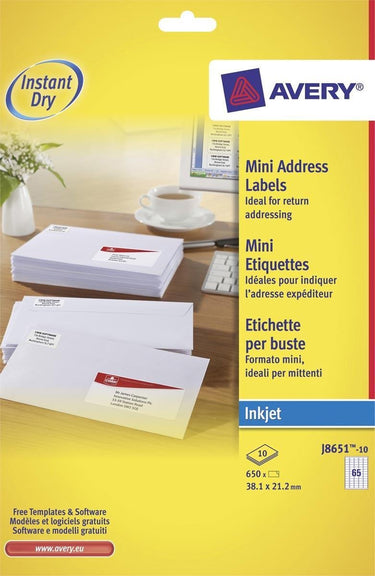 Avery white mini label - inkjet - j8651