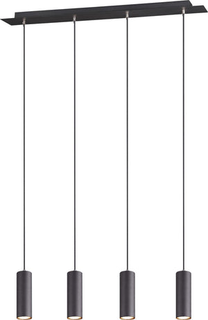 Trio marley - hanglamp - zwart mat - excl. 4x gu10 3w - aanpasbaar in de hoogte