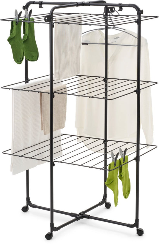 Brabantia hangon droogtoren - 23 m - inklapbaar wasrek - matt black