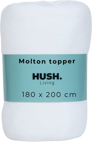 Hush. living hush living molton topperbeschermer - 80%katoen 20%polyester - uitstekende vochtopname - vormvast - comfort en duurzame bescherming - 180x200+15cm