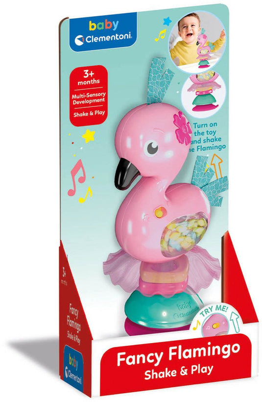 Clementoni baby schud en speel flamingo met geluid en zuignap