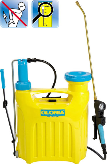 Gloria rugzaksproeier - hobby 1200 model - lans en messing mondstuk - 12 l voor een druk van 4 bar