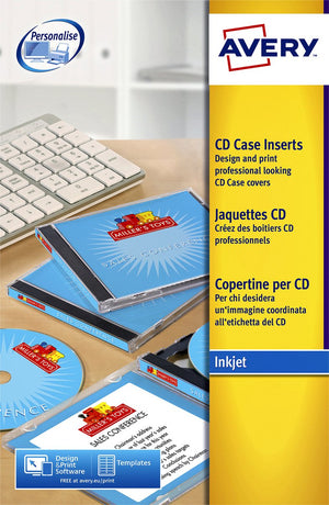Avery cd-inlegkaarten 151x117mm wit 25 vel 2 kaarten per vel
