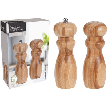 Excellent houseware peper-en zout set bamboe peper-en zout set bamboe 5x16cm