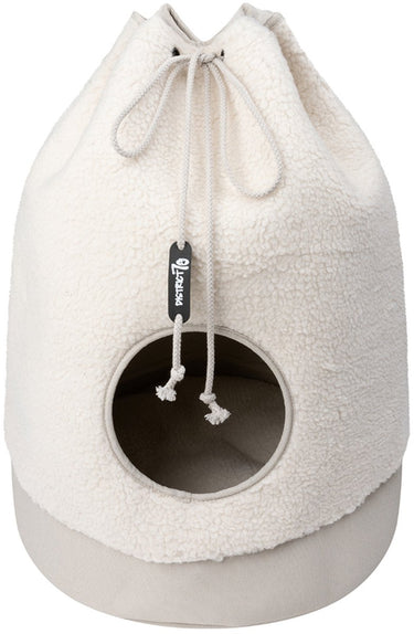 District 70 casa teddy - trendy kattenhuis van superzachte stof - afmetingen 45 x 45 x 60 cm - cream
