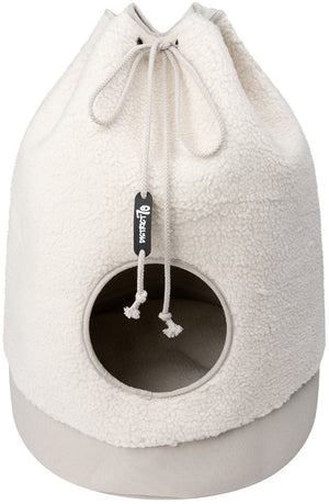 District 70 casa teddy - trendy kattenhuis van superzachte stof - afmetingen 45 x 45 x 60 cm - cream