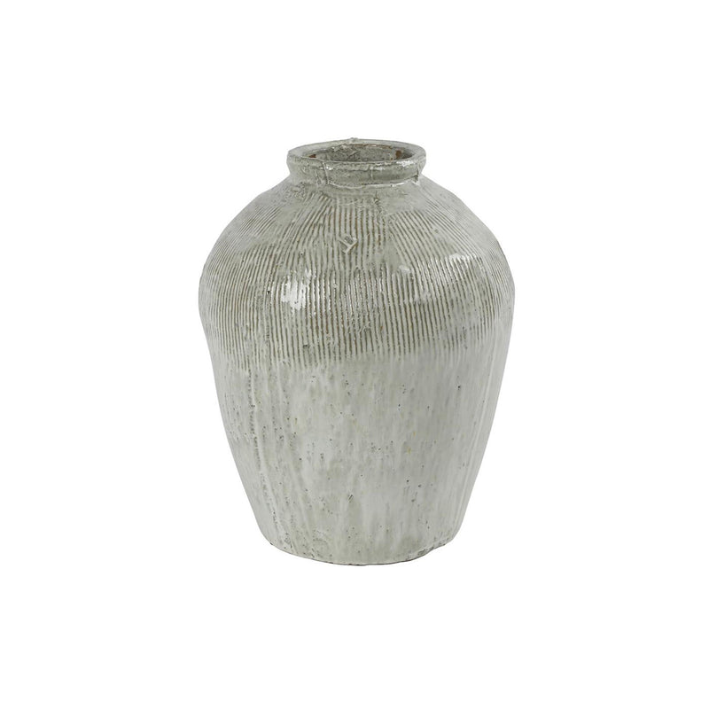 Chargez l'image dans la visionneuse de la galerie, Countryfield vaas gayle aardewerk wit groen 23,5xh30,5cm
