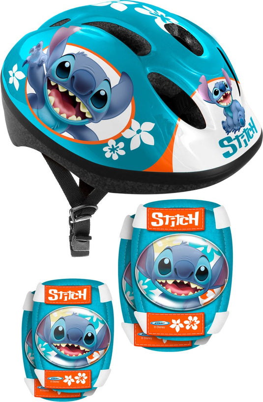 Disney stitch 5-delige skatebescherming 52-56 cm petrolblauw maat s m