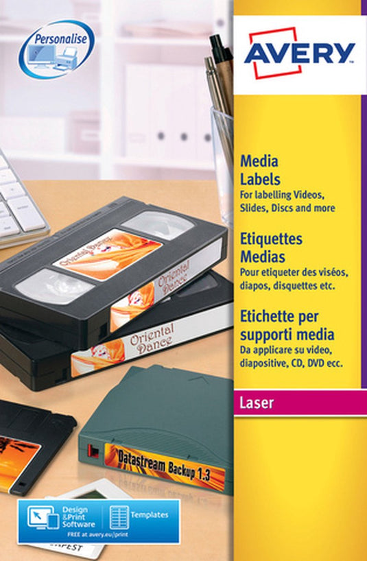 Merkloos sans marque huismerk avery l7666-25 diskette etiket 70x52mm wit