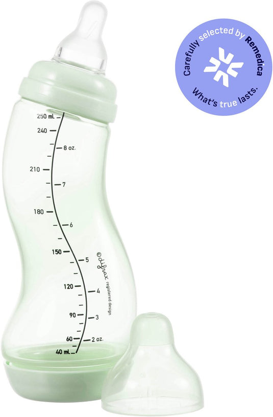 Difrax babyfles natural - 250 ml - lichtgroen - 1 stuk - s-fles - anti koliek