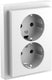 Schneider electric dubbel stopcontact - inbouw - randaarde - 2v - verticaal - beveiliging - lotuswit - d-life - - mtn2420-6535