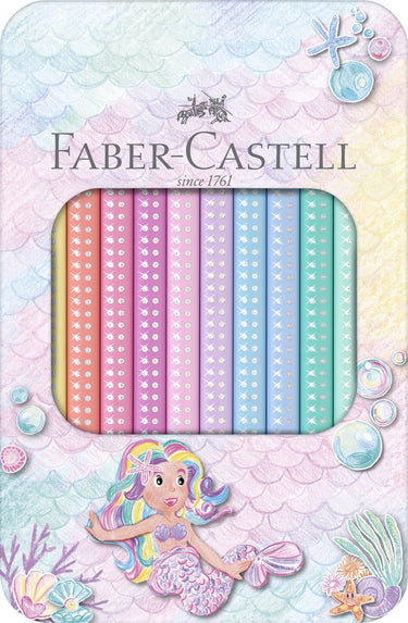 Faber-castell kleurpotloden - jumbo sparkle - 10 stuks in blik - pastelkleuren - fc-210910