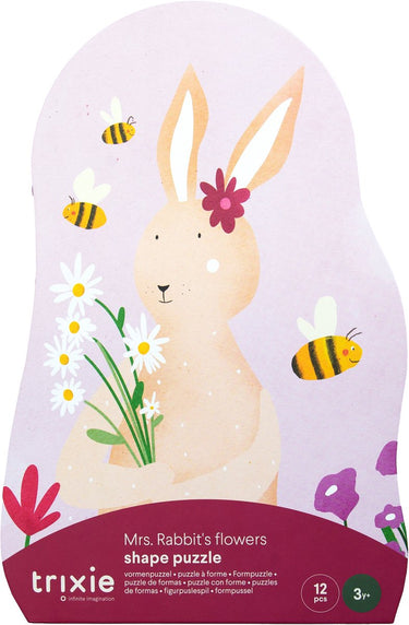 Trixie vormenpuzzel mrs. rabbit -mrs. rabbit's bloemen - 12 stukken - kinderpuzzel vanaf 2 jaar