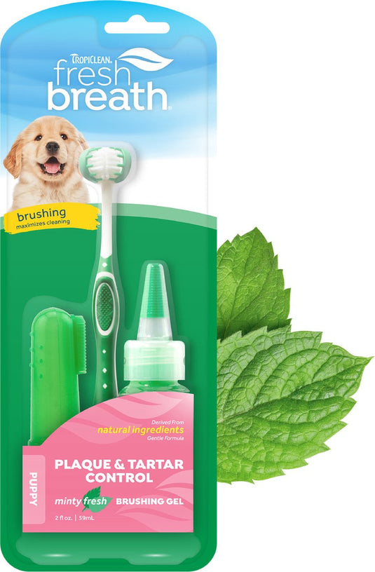 Tropiclean puppy tandgel met tandenborstel - clean teeth kit - 59 ml
