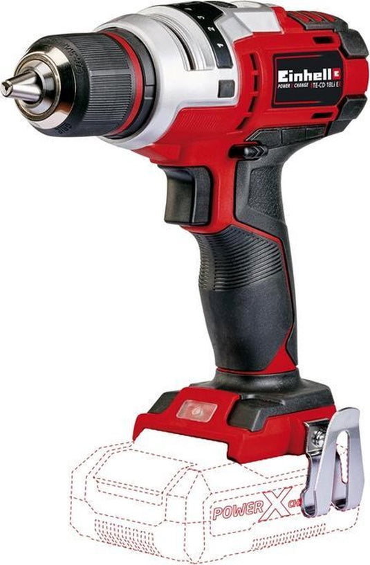 Einhell accu boor- schroefmachine te-cd 18 li e solo - power x-change - 18 v li-ion - 47 nm - 0-400 0-1.400 t min - 13 mm snelspanboorkop - elektronische aandraaimomentinstelling - excl. accu en lader