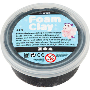 Creativ company foam clay glitter 35gr - zwart