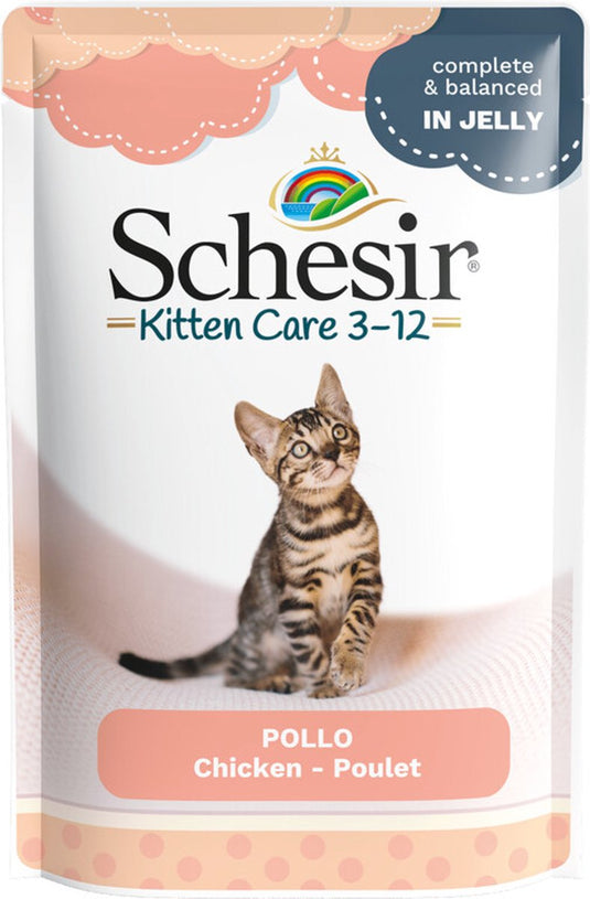 Schesir kattenvoer kitten 3-12 kip in gelei 85 gr