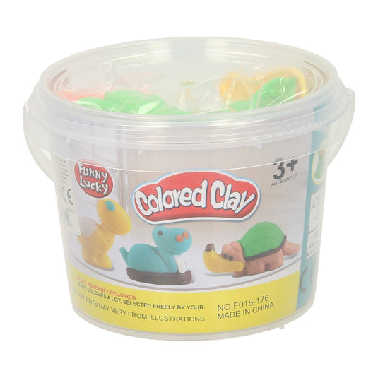 Kleiset in opbergbox dino vormen - 6 kleuren klei