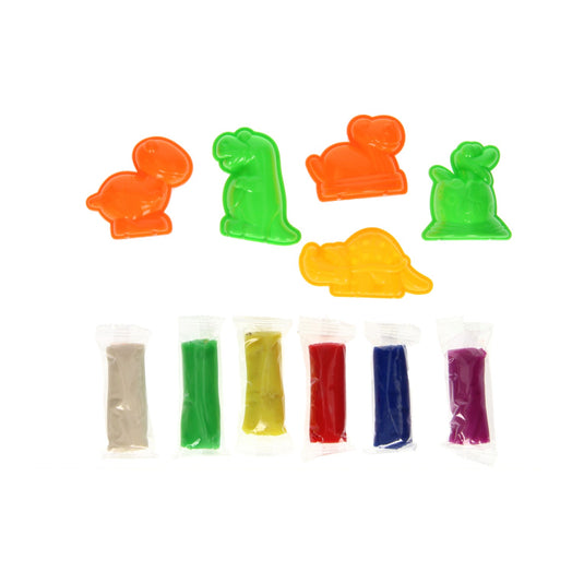 Kleiset in opbergbox dino vormen - 6 kleuren klei