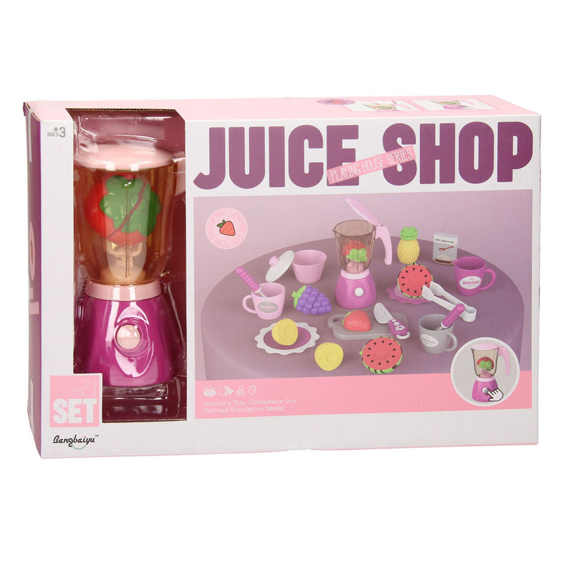 Afbeelding laden in galerijviewer, Juice shop speelgoed speelset met blender - kleurrijke kinderkeuken.

