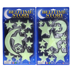 Glow in the dark set maan en sterren