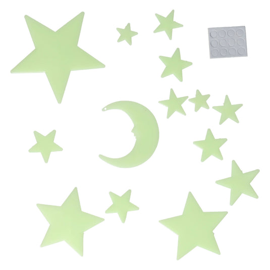 Glow in the dark set maan en sterren