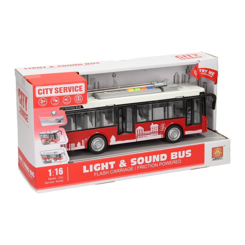 Load image into Gallery viewer, Lobbes speelgoed bv stadsbus met licht en geluid 1:16
