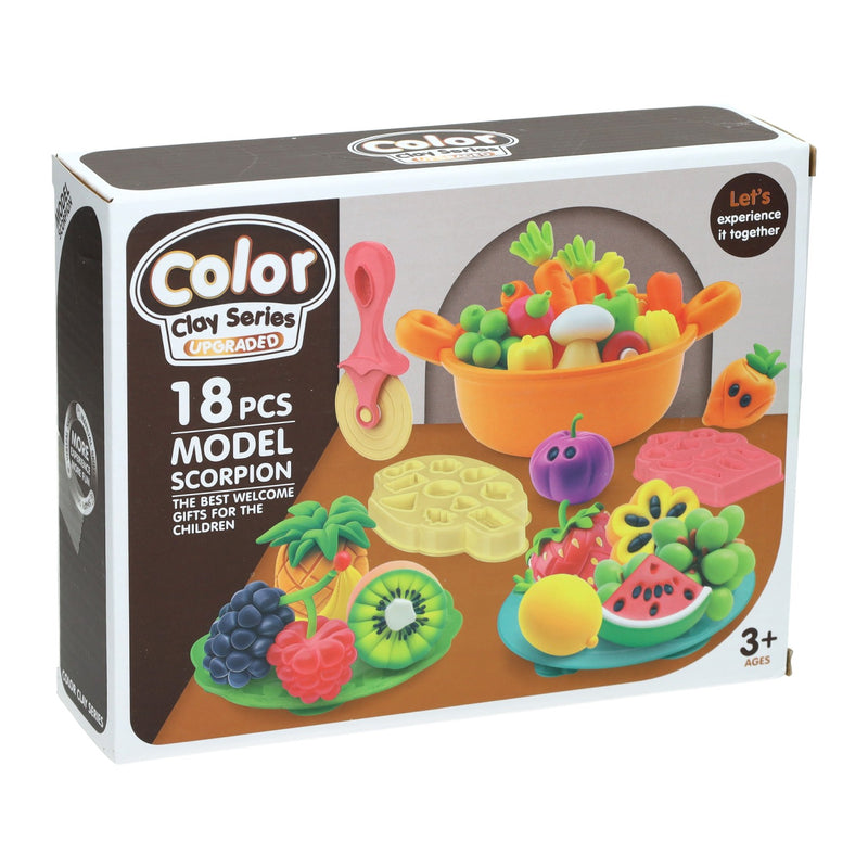 Load image into Gallery viewer, Groenten en fruit kleiset - 6 kleuren klei - 18dlg.
