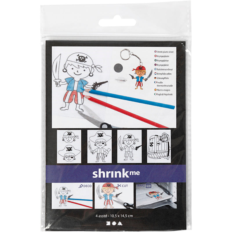 Load image into Gallery viewer, Creativ company https: www.cchobby.nl vellen-krimpfolie-met-motieven-piraten-vel-10-5x14-5-cm-dikte-0-3-mm-mat-transparant-4-vel-1-doos
