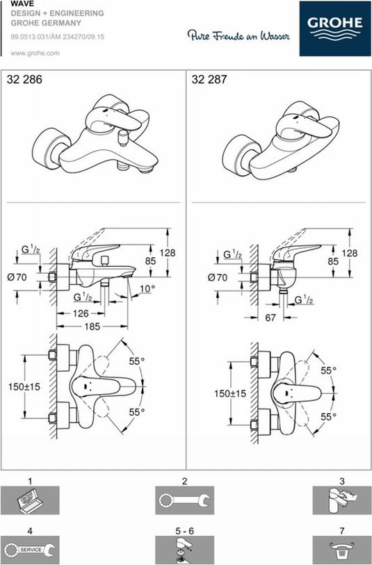 Grohe wave new douchemengkraan - 15 cm hartafstand