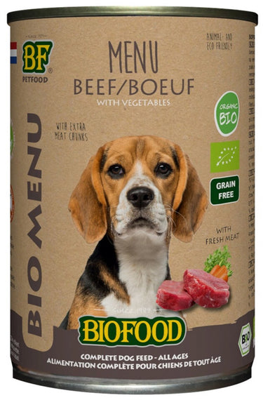 Bf petfood biofood organic - biologisch hondenvoer natvoer - rund - 12 x 400 gr nl-bio-01