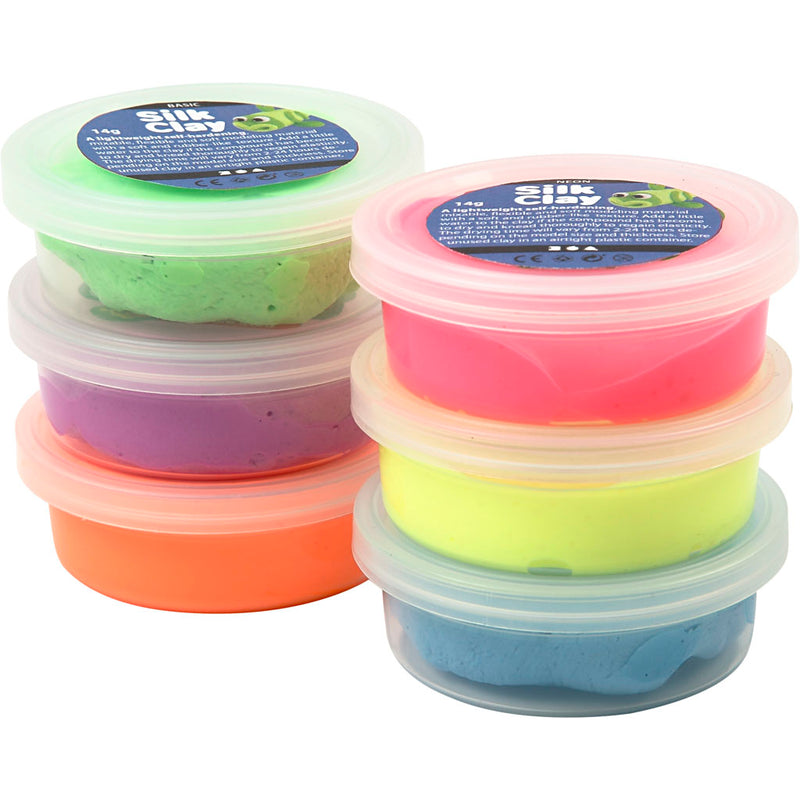 Load image into Gallery viewer, Silk clay https: www.cchobby.nl silk-clayr-neon-kleuren-6x14-gr-1-doos
