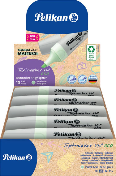 Pelikan textmarker 490 - eco markeerstift - pastel groen - 10 stuks