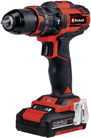 Einhell accu klopboor- schroefmachine te-cd 18 40 li-i +64 kit - power x-change - 18 v li-ion - met impactfunctie - 40 nm - 2-versnellingen - max. 24.000 slagen min - incl. 1x 2,0 ah accu, oplader accessoires